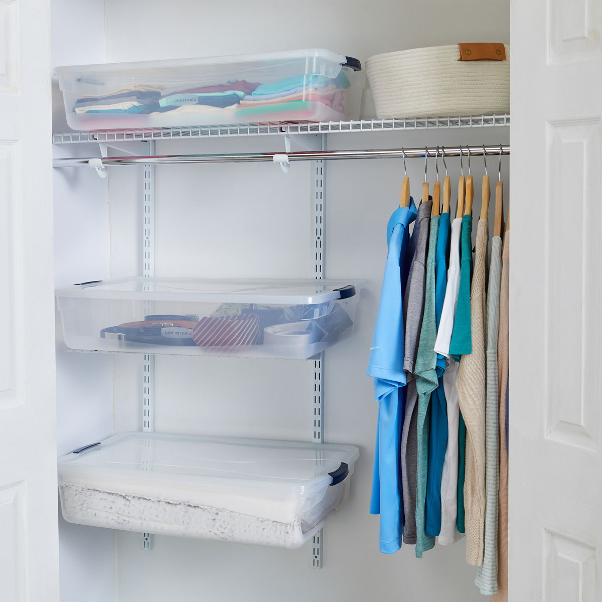 Rubbermaid Cleverstore Clear 41 Qt Plastic Storage Bins with Lids, 4-Pack